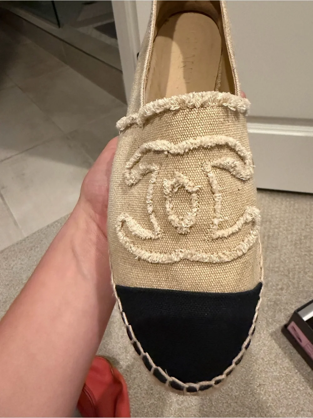 CHANEL slip espadrilles